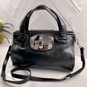 MIU MIU Black Leather Purse with Silver hardware, well cared for